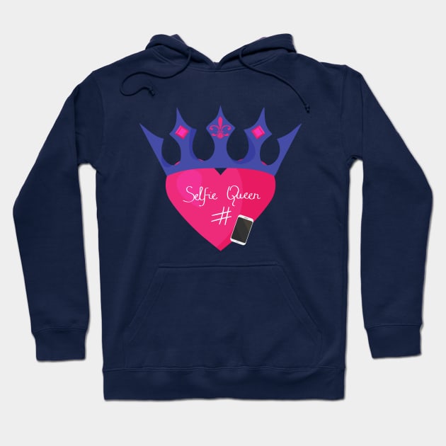 Selfie Queen Heart and Crown Hoodie by tatadonets